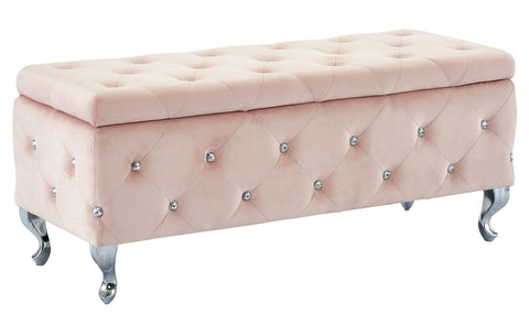 Monique Rectangular Storage Ottoman - Pink