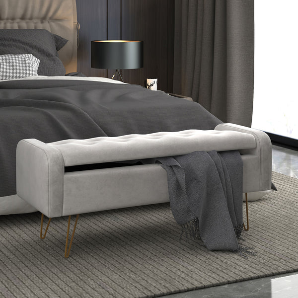 Sabel Grey Storage Ottoman