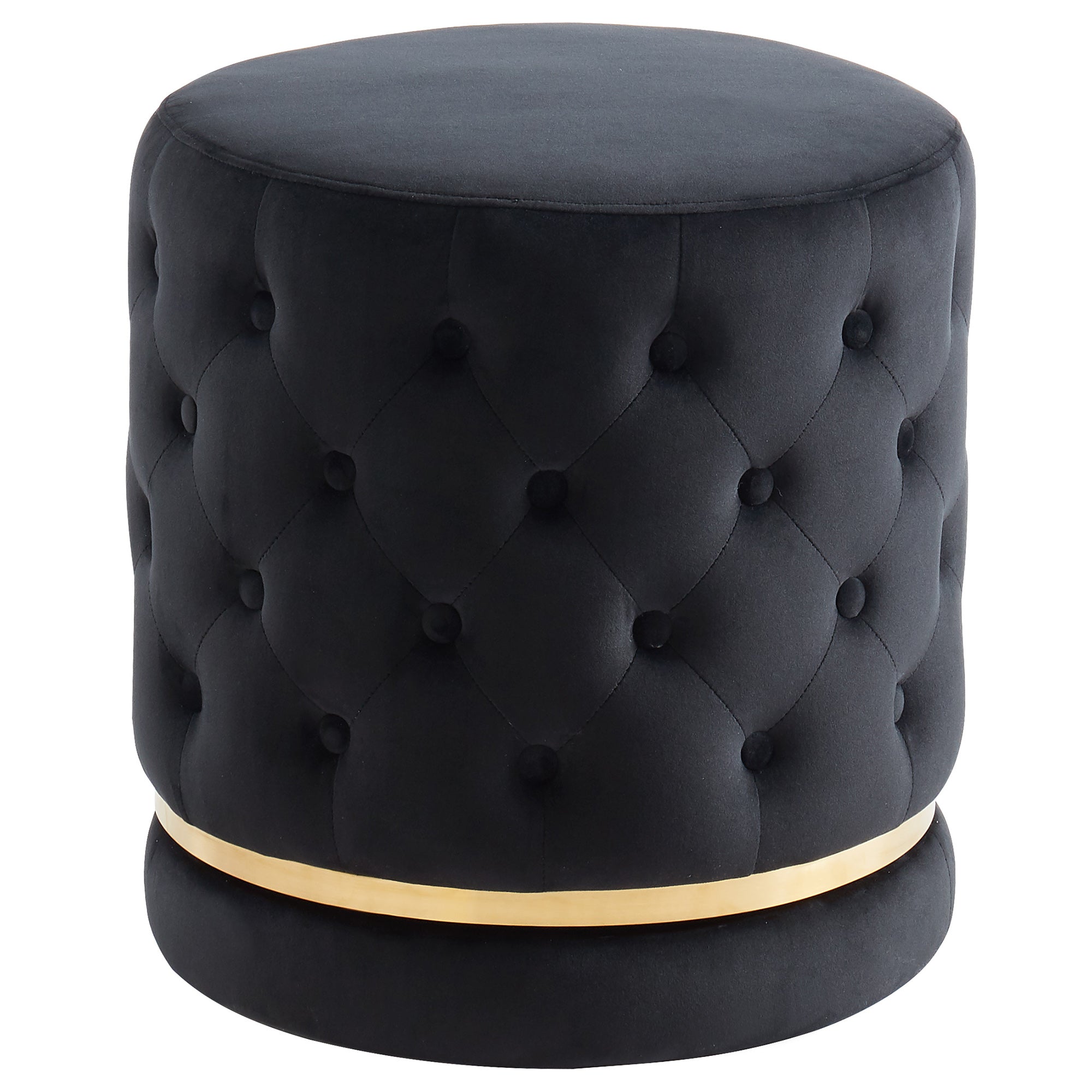Delilah Round Swivel Ottoman - Black
