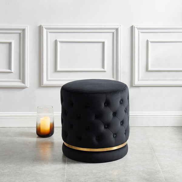 Delilah Round Swivel Ottoman - Black