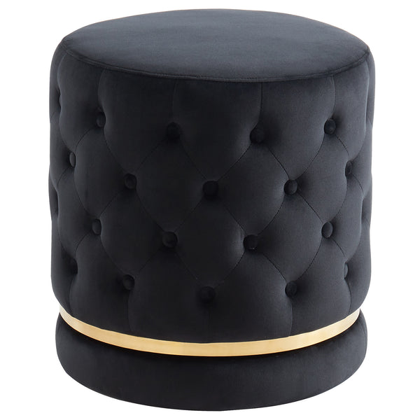 Delilah Round Swivel Ottoman - Black