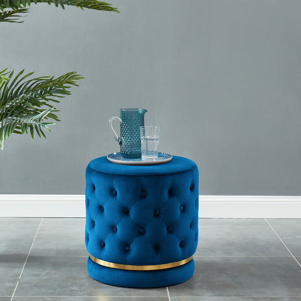 Delilah Round Swivel Ottoman - Blue