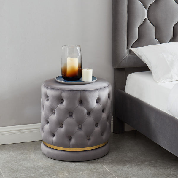 Delilah Round Swivel Ottoman - Grey