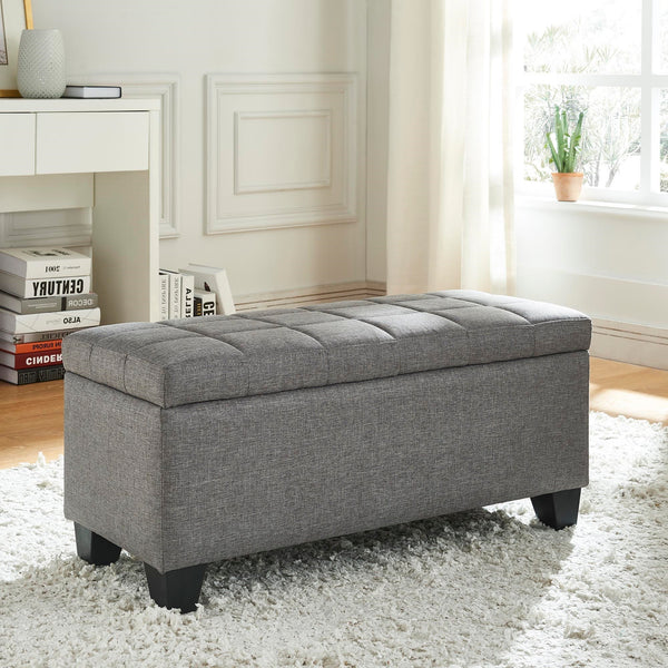 Zila Grey Storage Ottoman