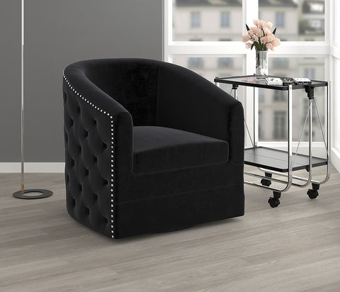 Velci Swivel Accent Chair in Black