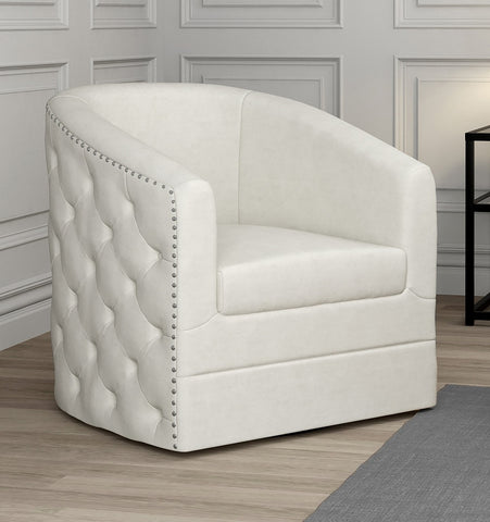 Velci Swivel Accent Chair in Ivory