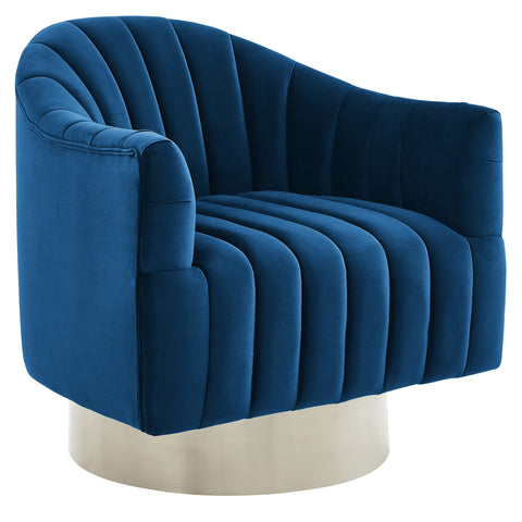 Cortina Swivel Accent Chair in Blue/Silver