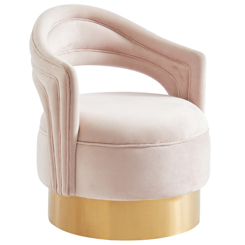 Sloane Swivel Accent Chair in Blush Pink/Gold
