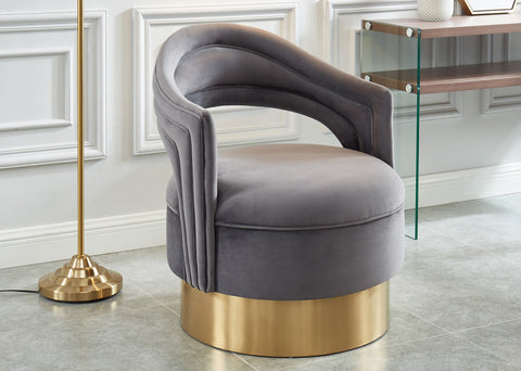 Sloane Swivel Accent Chair in Grey/Gold