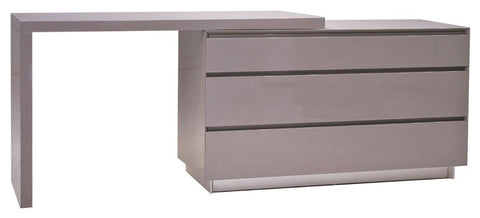 Savvy Glass Top Extension Desk - High Gloss Grey