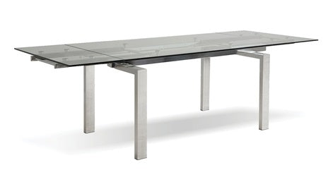 Cantro Clear Extension Dining Table - Brushed SS Base