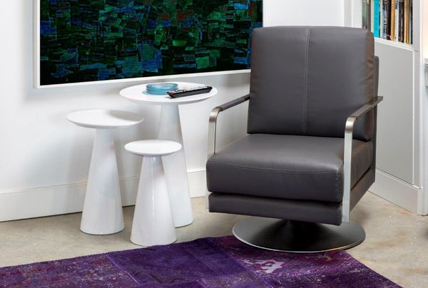 High Gloss White Tower End Table - Medium