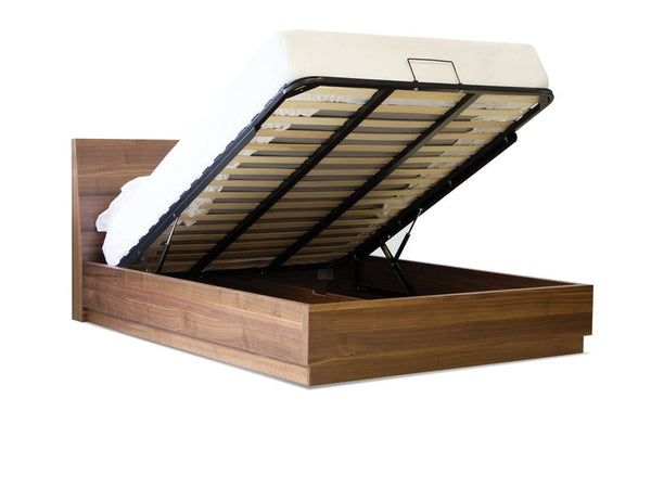 Della King Storage Bed - Natural Walnut
