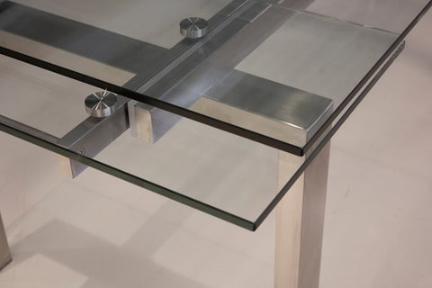 Cantro Clear Extension Dining Table - Black Base