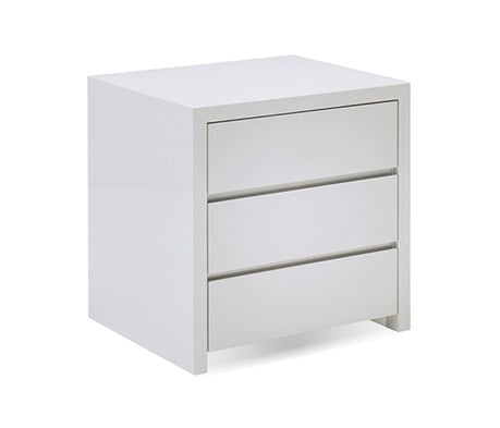 Blanche High White Gloss 3 Drawer Night Table
