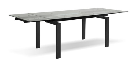 Cantro Clear Extension Dining Table - Black Base