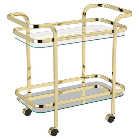 Zedd 2 Tier Bar Cart - Polished Gold