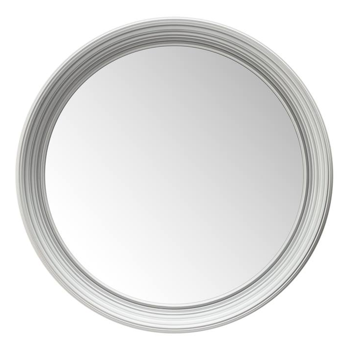 Portico Bevelled Frame Round Mirror - Silver