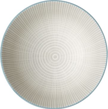 Kiri Porcelain 8" Large Bowl - Grey W/ Blue Trim