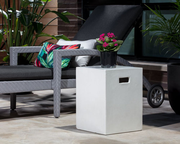 Castor Sealed Concrete End Table - White