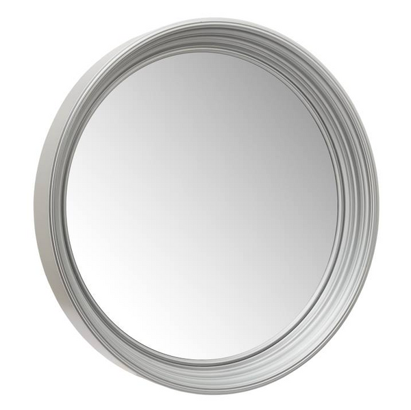 Portico Bevelled Frame Round Mirror - Silver