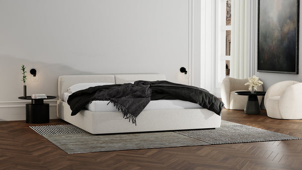 Cloud 9 King Bed - Cream Boucle