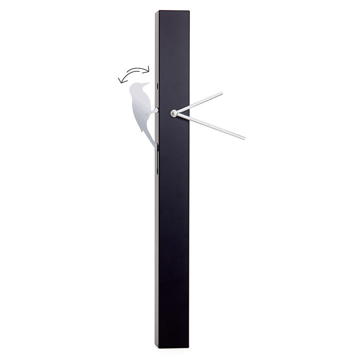 Woodpecker Motion Bird Clock - Black