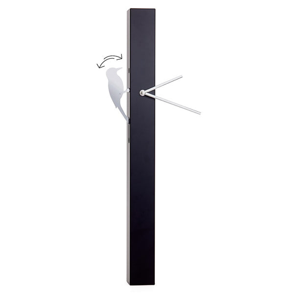 Woodpecker Motion Bird Clock - Black