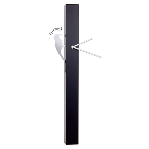 Woodpecker Motion Bird Clock - Black