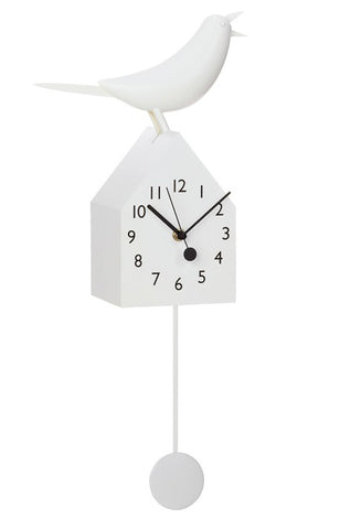 Motion Birdhouse Clock with Removable Pendulum - White