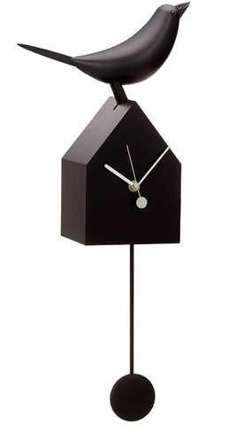 Motion Birdhouse Clock with Removable Pendulum - Black