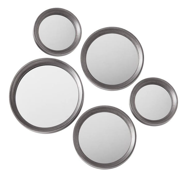 Portico Round Antique Pewter 5 Piece Mirror Set