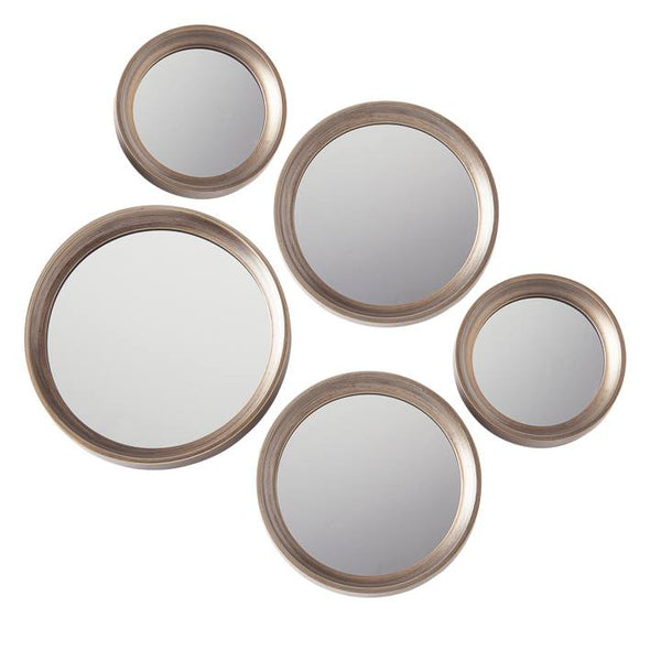 Portico Round Antique Gold 5 Piece Mirror Set