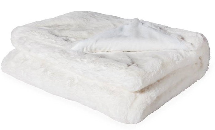 Aspen Ultra Mink Faux Fur / Velboa Throw - White