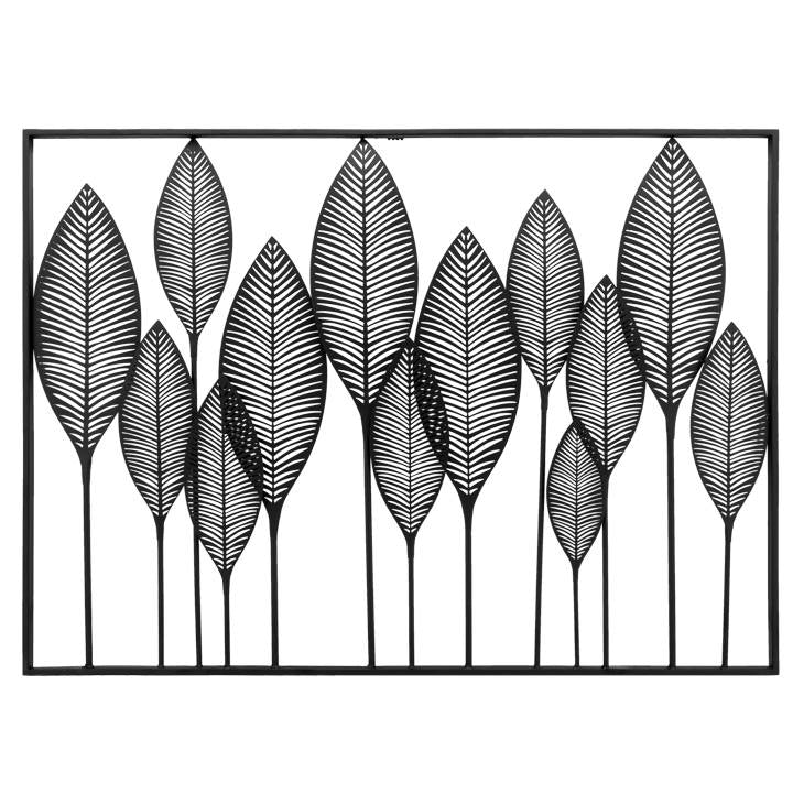 Framed Leaf Cutout Horizontal Metal Wall Decor
