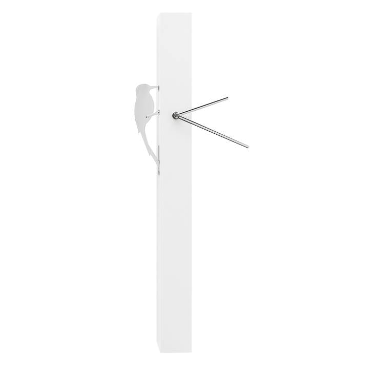 Woodpecker Motion Bird Clock - White