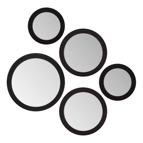 Radius Assorted 5 Piece Round Mirror Set - Black