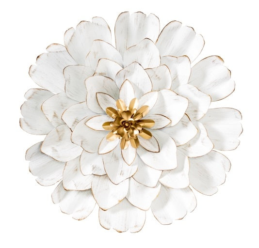 Allure 3D Gold Tipped White Flower Diameter Wall Decor - Small