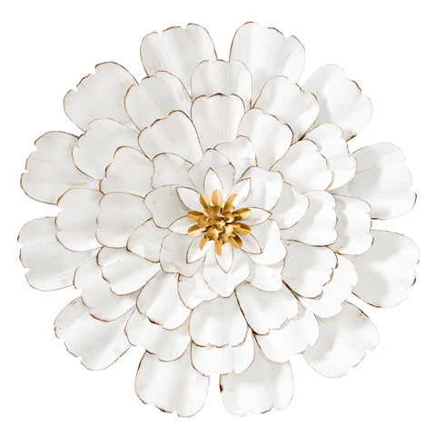 Allure 3D Gold Tipped White Flower Diameter Wall Decor - Large