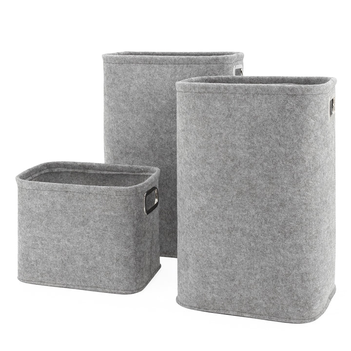 Urban Felt 3 Piece Storage Laundry Hamper Set - Light Grey