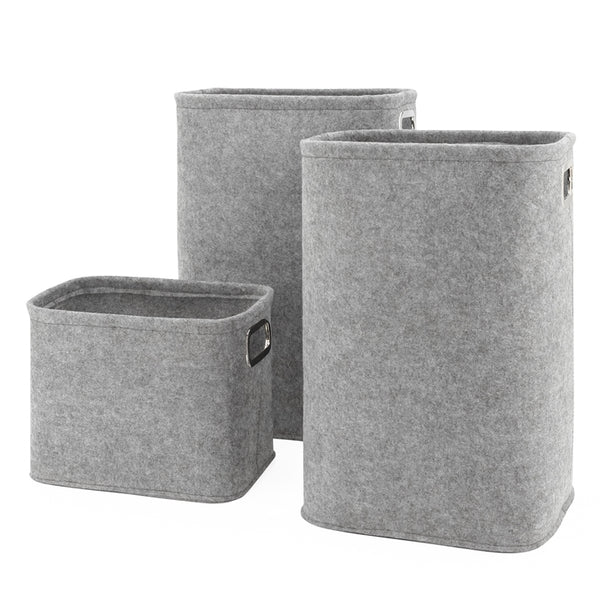 Urban Felt 3 Piece Storage Laundry Hamper Set - Light Grey