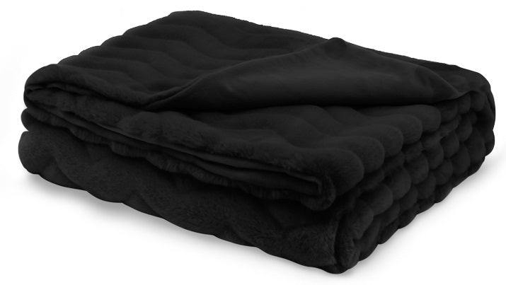 Ultra Mink Faux Fur Sheared Throw - Onyx