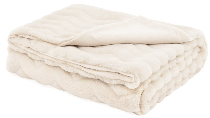 Ultra Mink Faux Fur Sheared Throw - Cream White