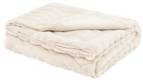 Ultra Mink Faux Fur Sheared Throw - Cream White