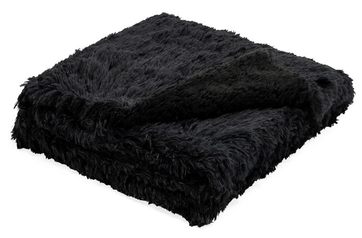 Black Fringe Sherpa Throw