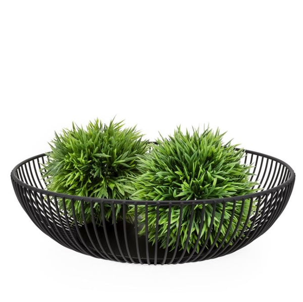 Linear Rib 11d x 3h" Black Metal Bowl