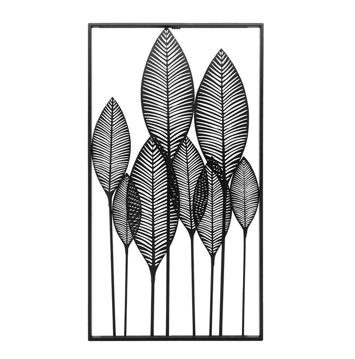 Framed Leaf Cutout Vertical Metal Wall Decor