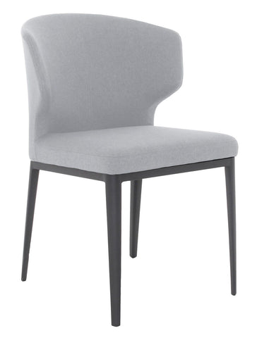 Bow Fabric Dining Chair - Light Grey with Black Metal Base