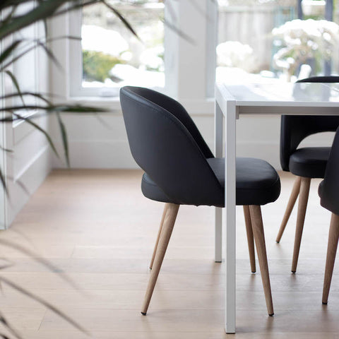 Harry Dining Chair - Black with Walnut Legs