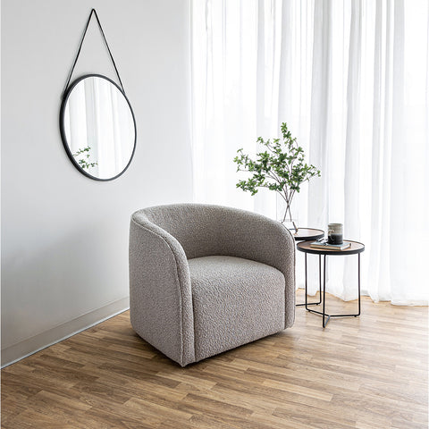 Helen Swivel Chair – Grey Boucle